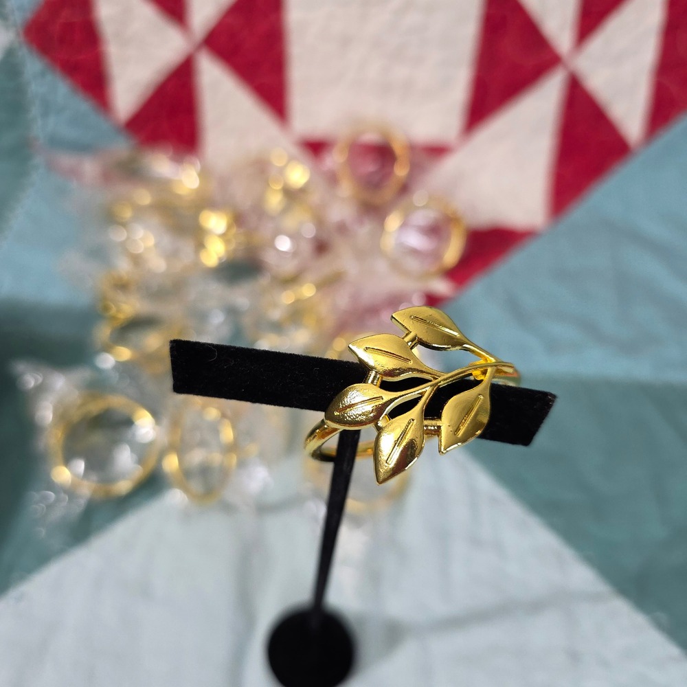 Gold Leaf Napkin Rings Set 20 Count Gold Metal Foliage Table Decor